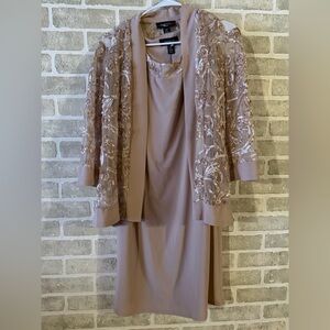 R&M Richards Petite Blush Dress Jacket Set